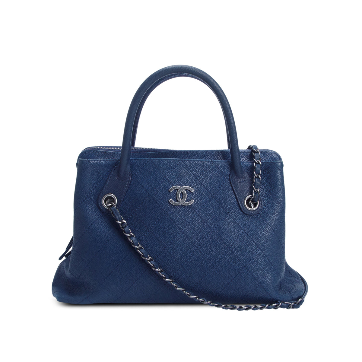 Chanel Blue Grained Vegetal Calfskin Urban Shopping Tote w / Authenticity Card
