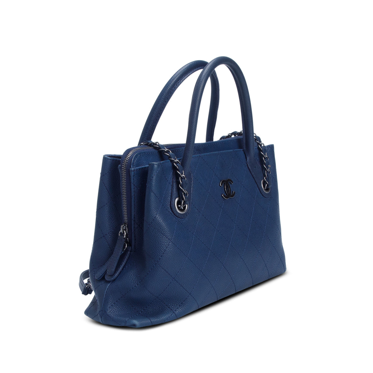 Chanel Blue Grained Vegetal Calfskin Urban Shopping Tote w / Authenticity Card
