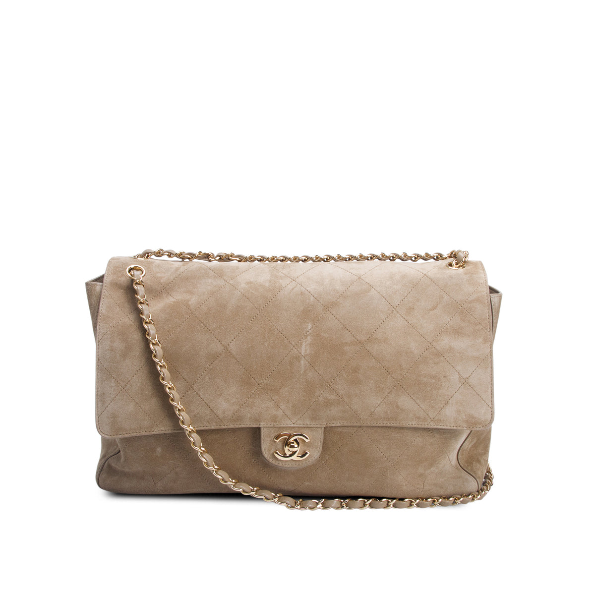 Chanel Beige Suede Souplissimo Maxi Flap