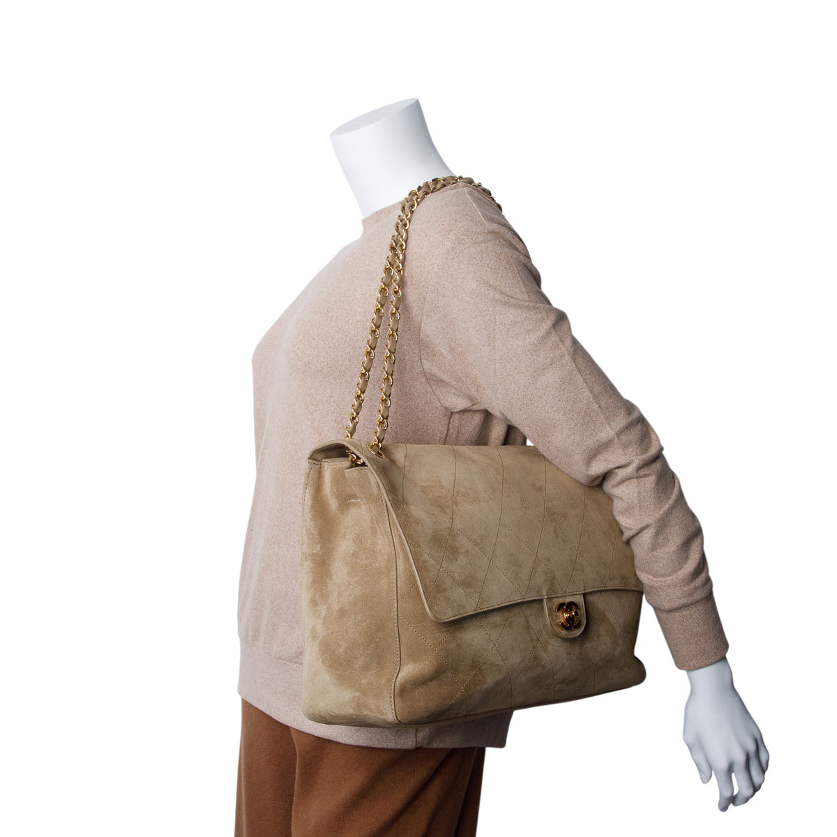 Chanel Beige Suede Souplissimo Maxi Flap