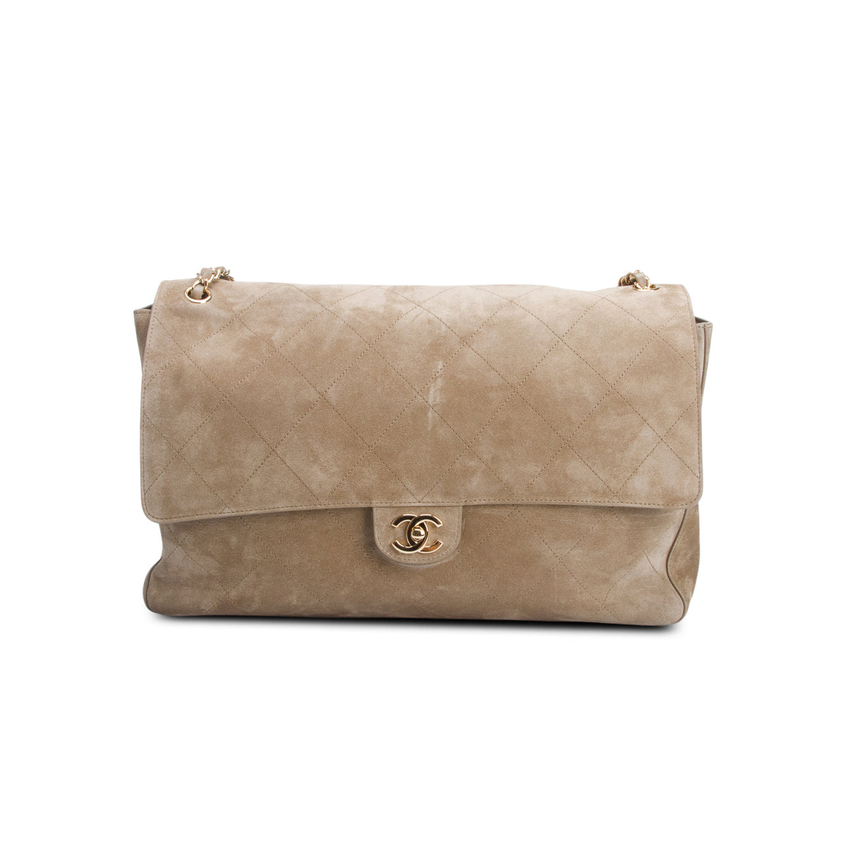 Chanel Beige Suede Souplissimo Maxi Flap
