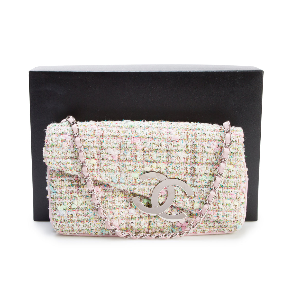 Chanel Multicolor Tweed Diagonal Flap w/ Box & Authenticity Card
