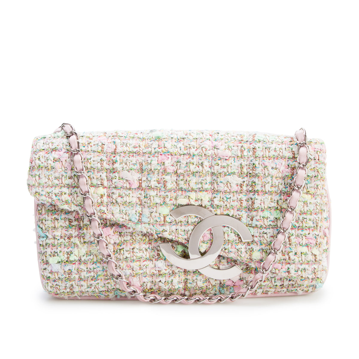 Chanel Multicolor Tweed Diagonal Flap w/ Box & Authenticity Card