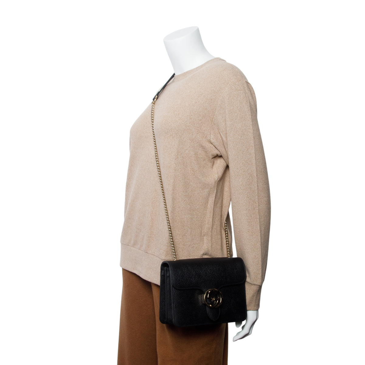Gucci Black Dollar Calfskin Small Interlocking G Shoulder Bag w/ Box