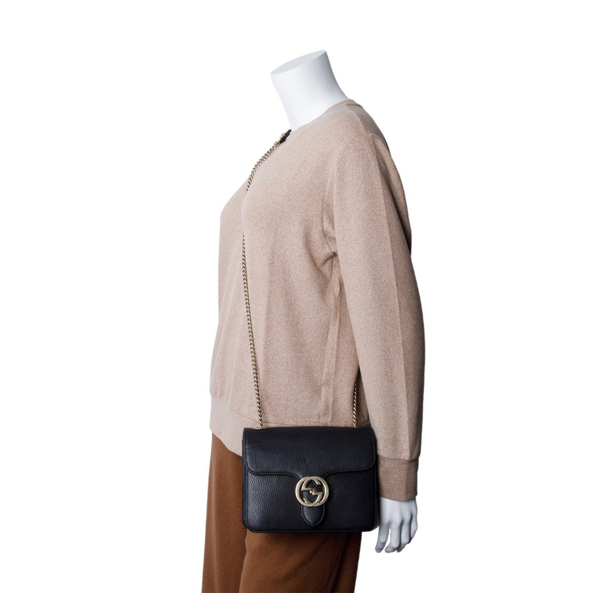 Gucci Black Dollar Calfskin Small Interlocking G Shoulder Bag