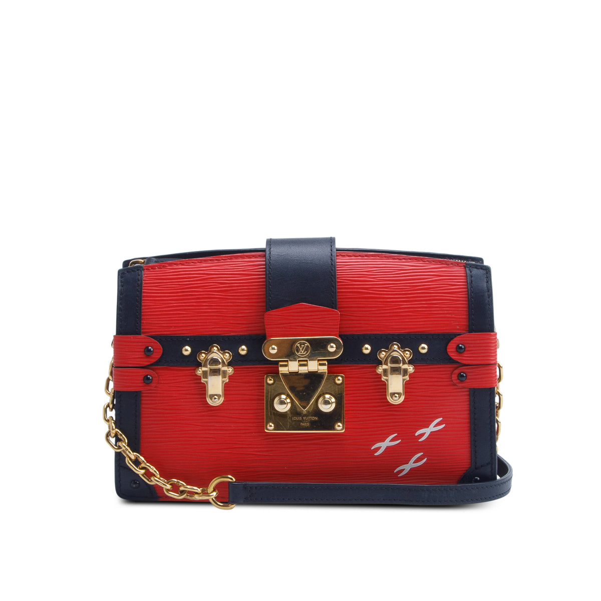 Louis Vuitton Red Epi Leather Trunk Clutch w/ Strap