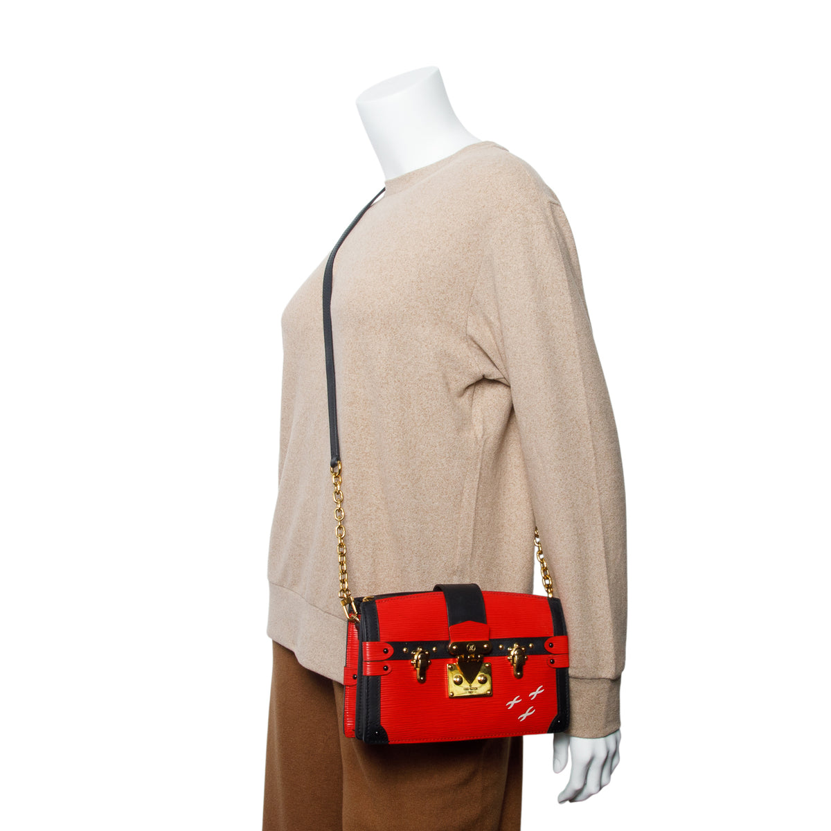 Louis Vuitton Red Epi Leather Trunk Clutch w/ Strap