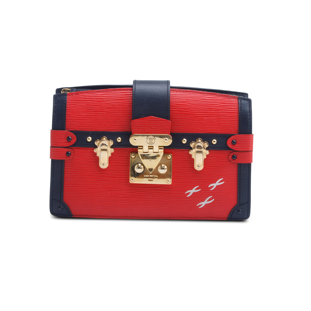 Louis Vuitton Red Epi Leather Trunk Clutch w/ Strap