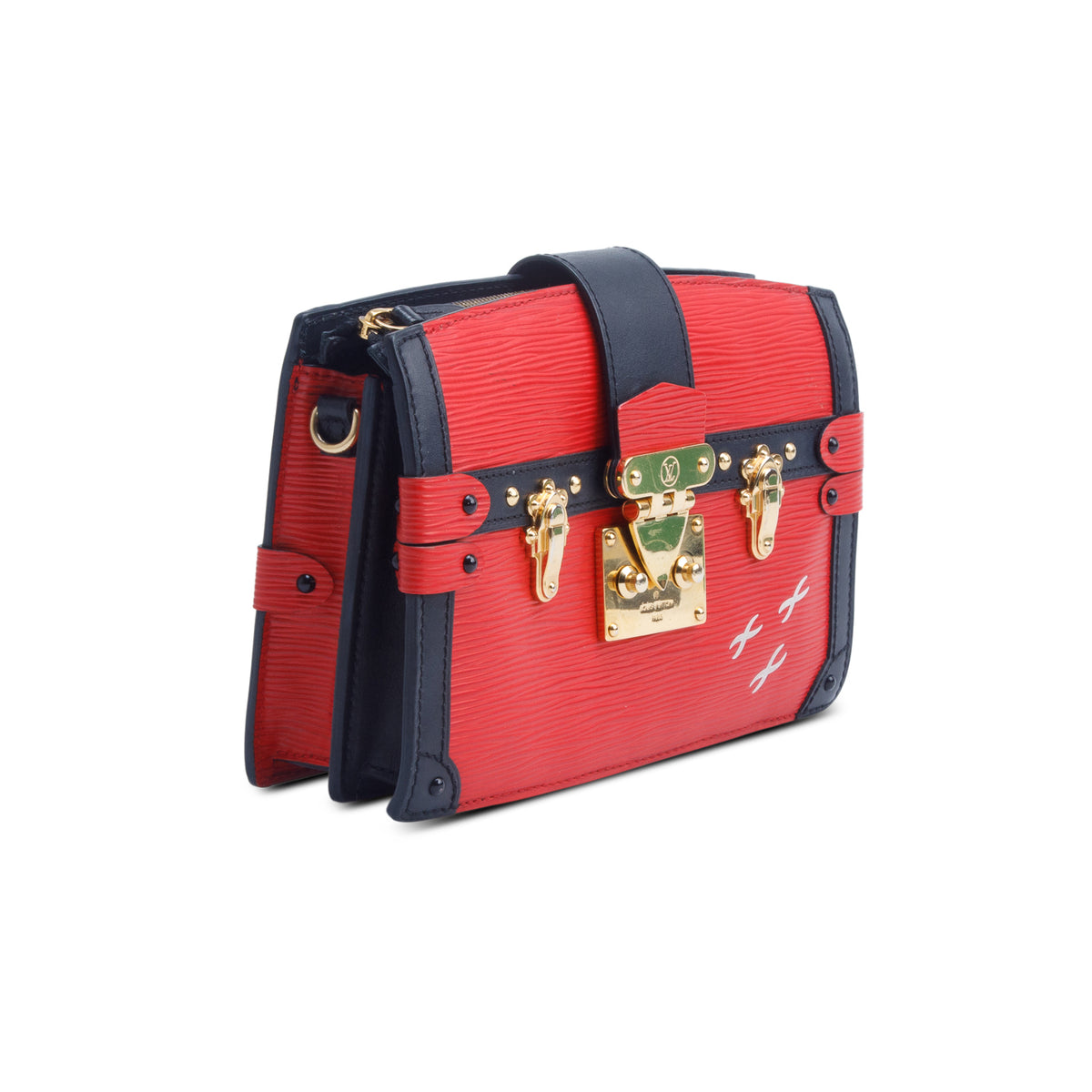 Louis Vuitton Red Epi Leather Trunk Clutch w/ Strap