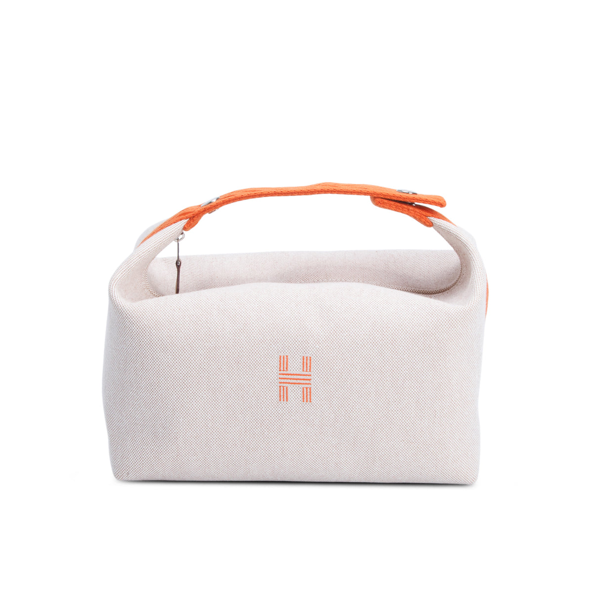 Hermes Natural/Orange Canvas Large Bride-A-Brac Pouch