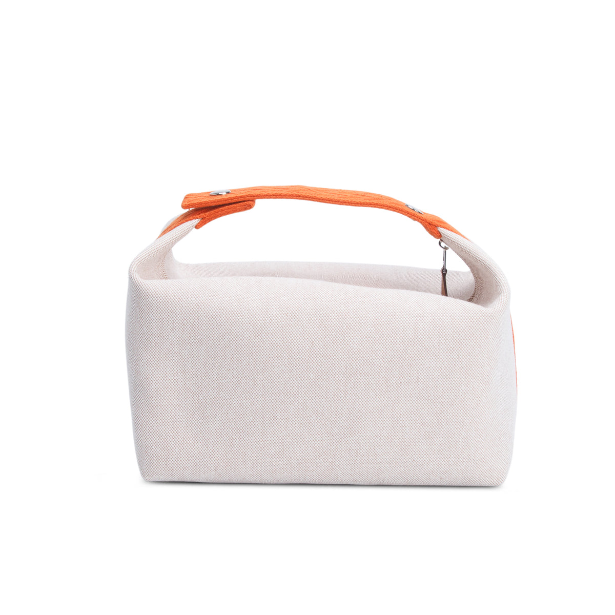 Hermes Natural/Orange Canvas Large Bride-A-Brac Pouch