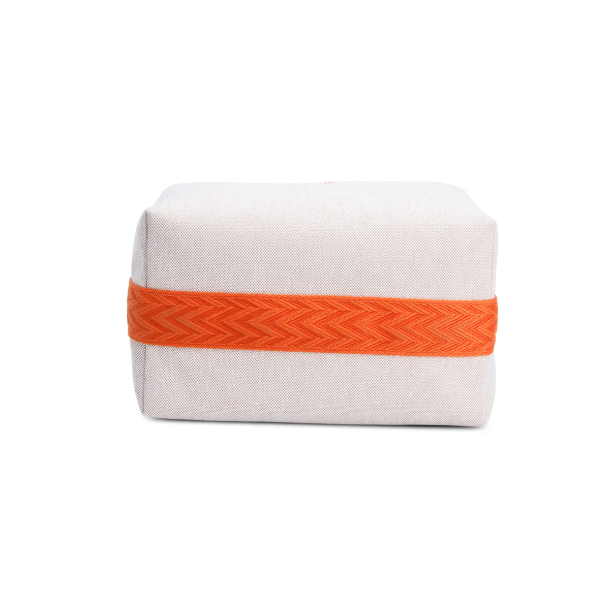 Hermes Natural/Orange Canvas Large Bride-A-Brac Pouch
