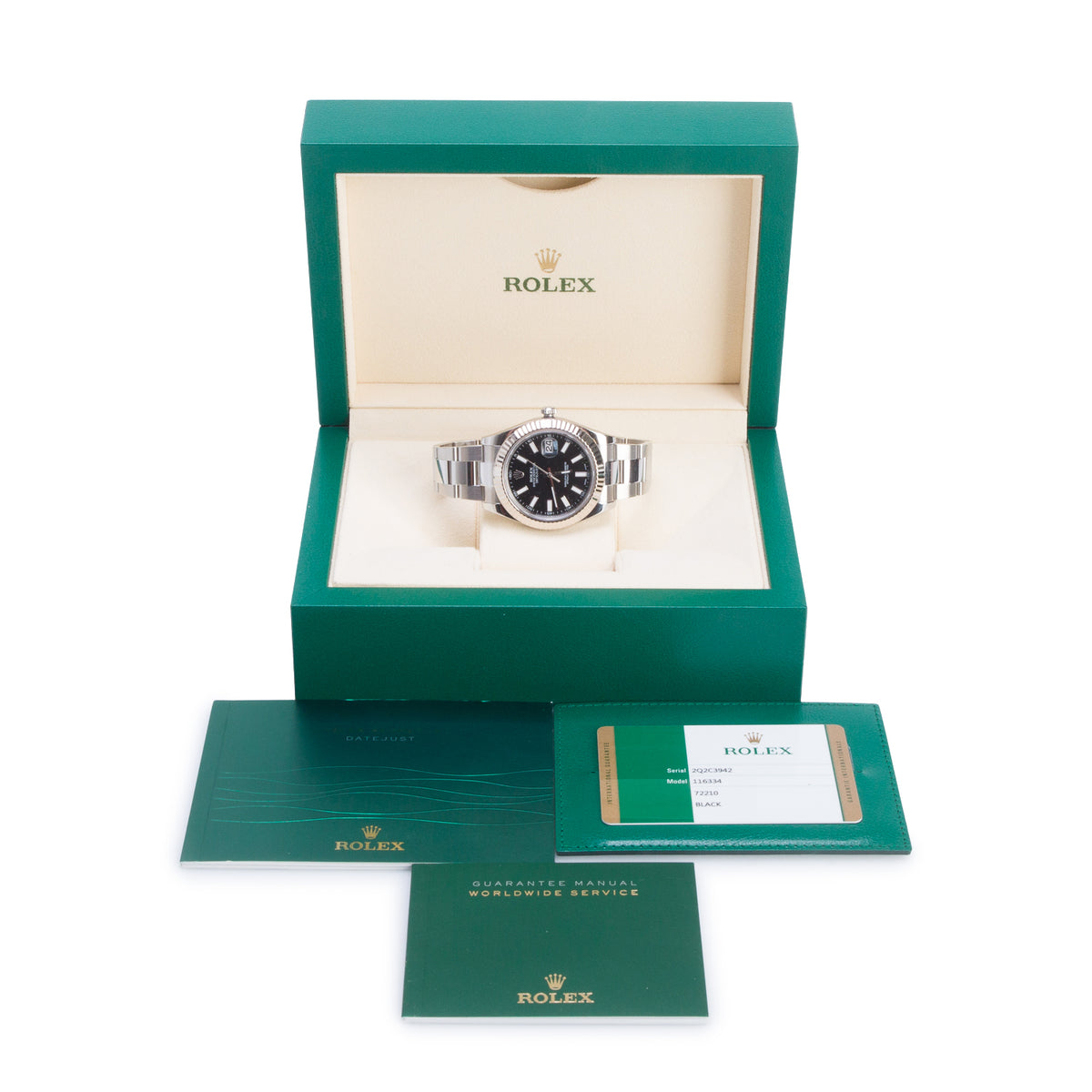 Rolex Stainless Steel Datejust II 41 MM Automatic Watch Black Dial 116334 w/ Box & Papers