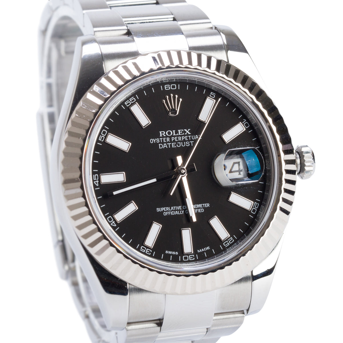 Rolex Stainless Steel Datejust II 41 MM Automatic Watch Black Dial 116334 w/ Box & Papers
