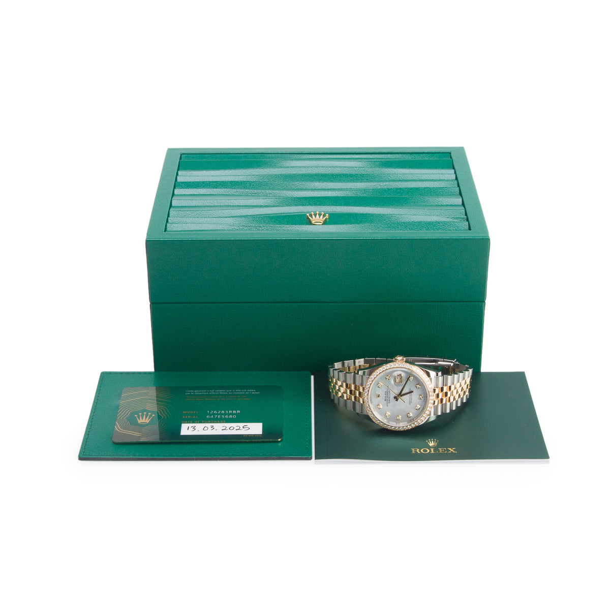 Rolex 2025 Stainless Steel & 18k Yellow Gold Diamond Bezel Datejust 36 MM Automatic Watch Mother of Pearl Diamond Dial 126283RBR w/ Box & Papers