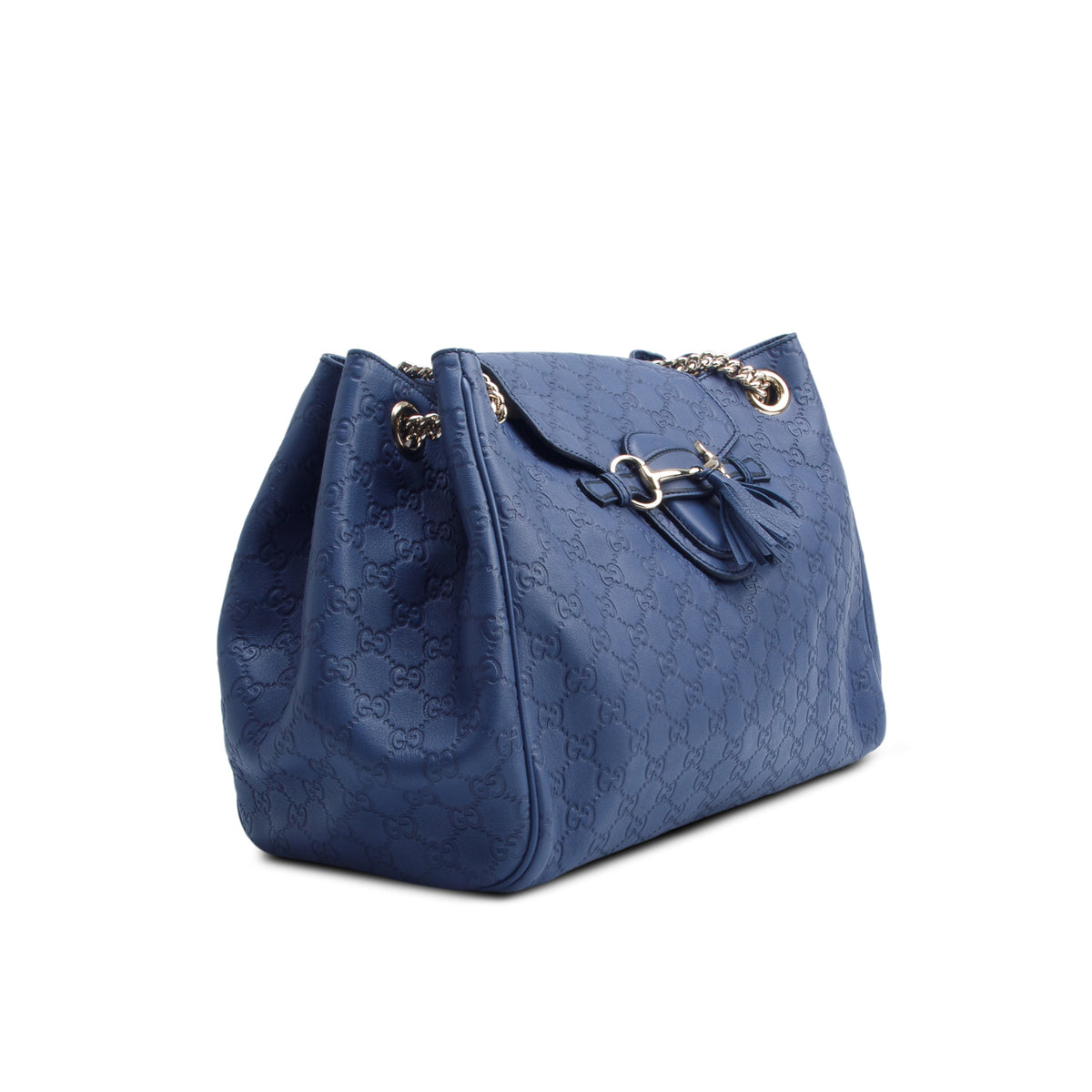 Gucci Blue Signature Leather Large Emily Chain Flap Shoulder Bag