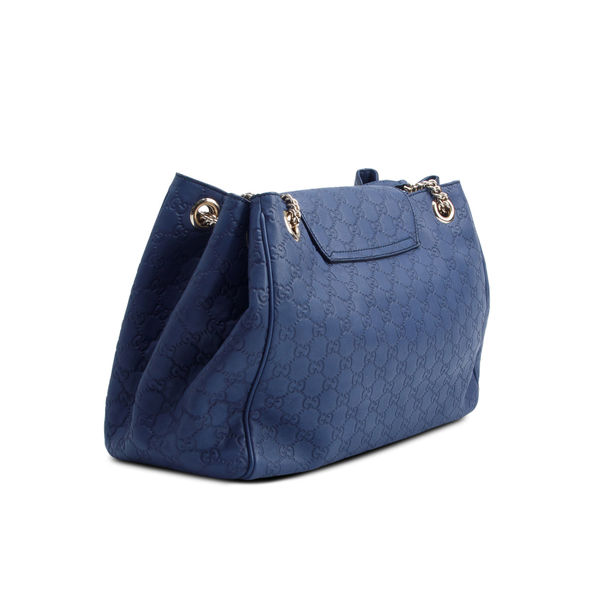 Gucci Blue Signature Leather Large Emily Chain Flap Shoulder Bag