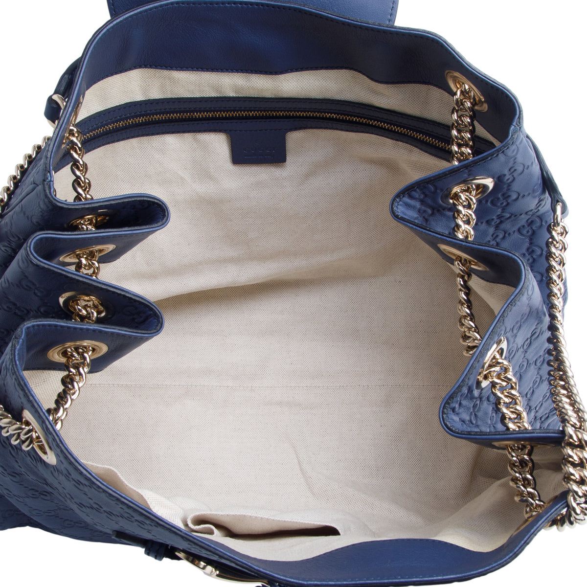 Gucci Blue Signature Leather Large Emily Chain Flap Shoulder Bag