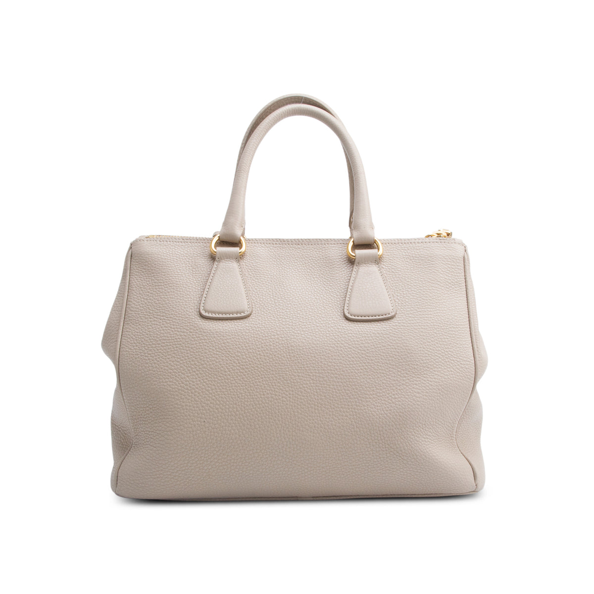 Prada Beige Vitello Daino Large Double Zip Galleria Tote w/ Authenticity Card