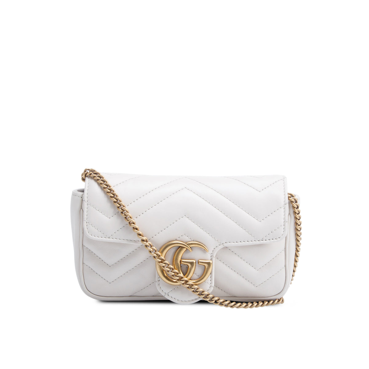 Gucci Cream GG Marmont Matelasse Leather Super Mini Bag