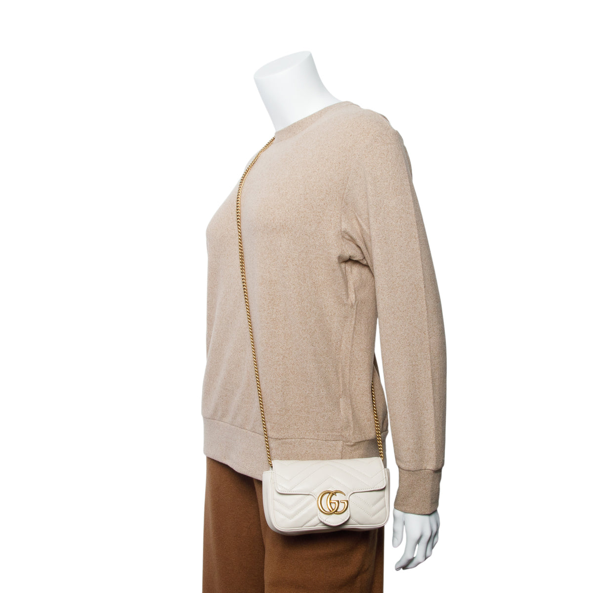 Gucci Cream GG Marmont Matelasse Leather Super Mini Bag