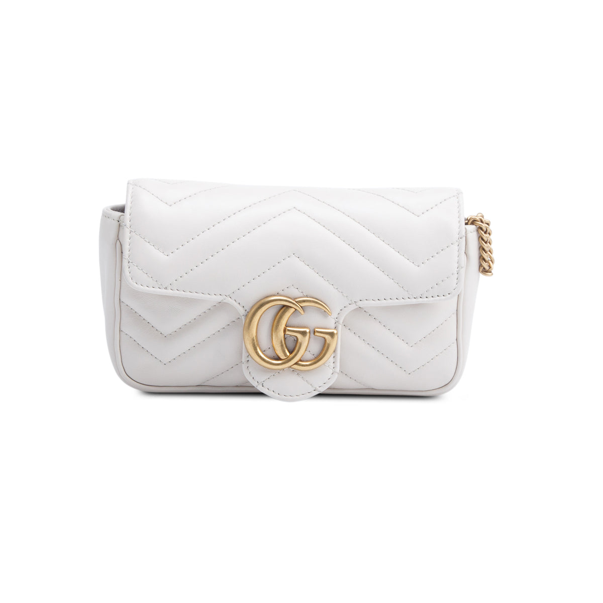 Gucci Cream GG Marmont Matelasse Leather Super Mini Bag