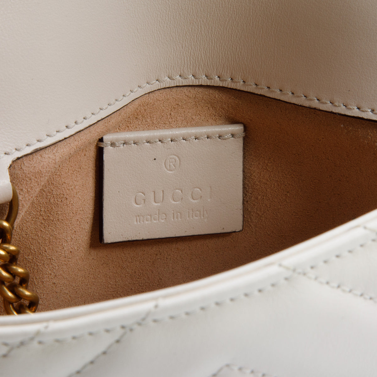 Gucci Cream GG Marmont Matelasse Leather Super Mini Bag