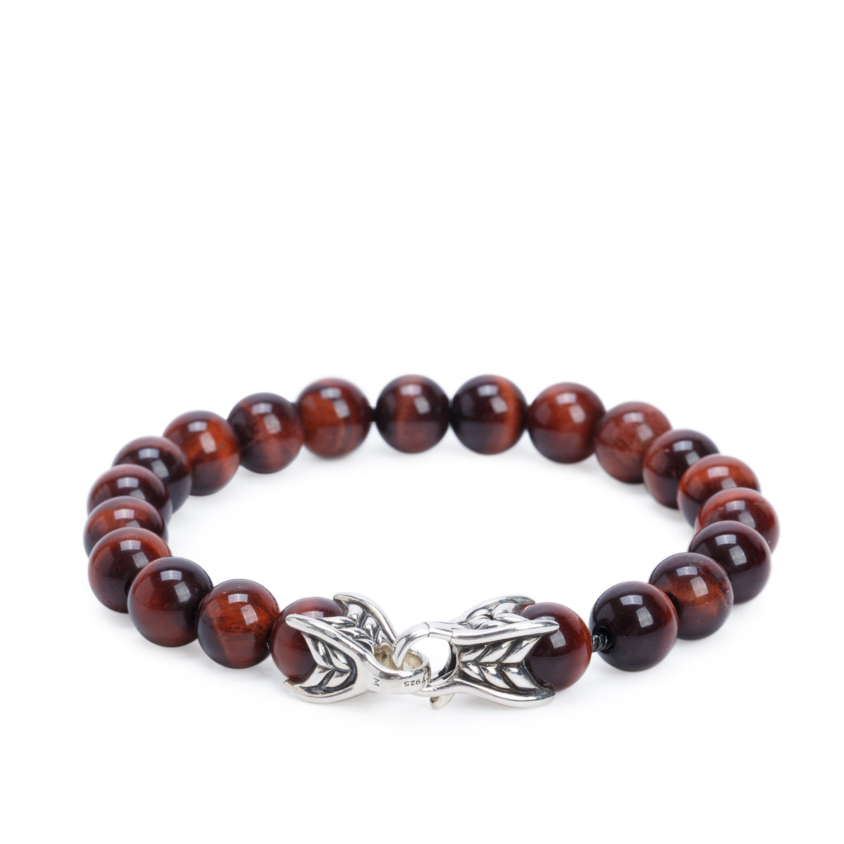 David Yurman Sterling Silver Tiger's Eye 8 MM Spiritual Beads Bracelet