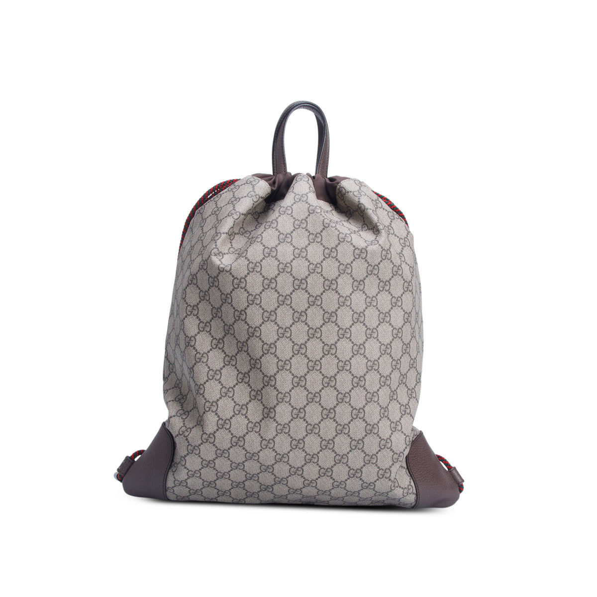 Gucci GG Supreme Embroidered Patch Courier Drawstring Backpack