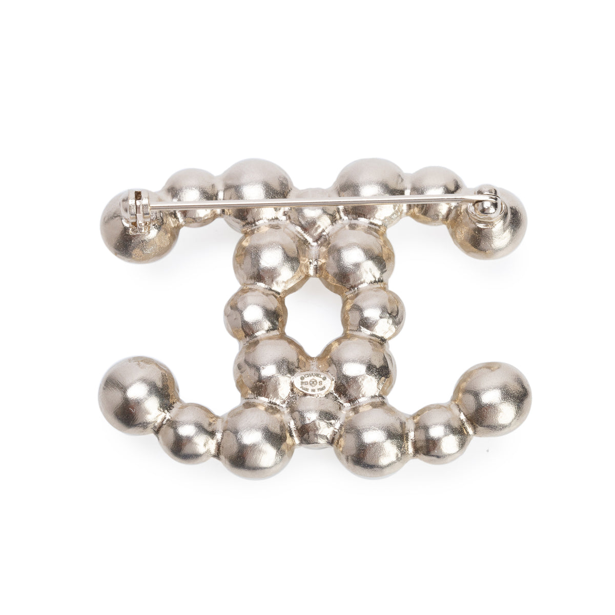 Chanel Gold Plated Faux Pearl CC Brooch