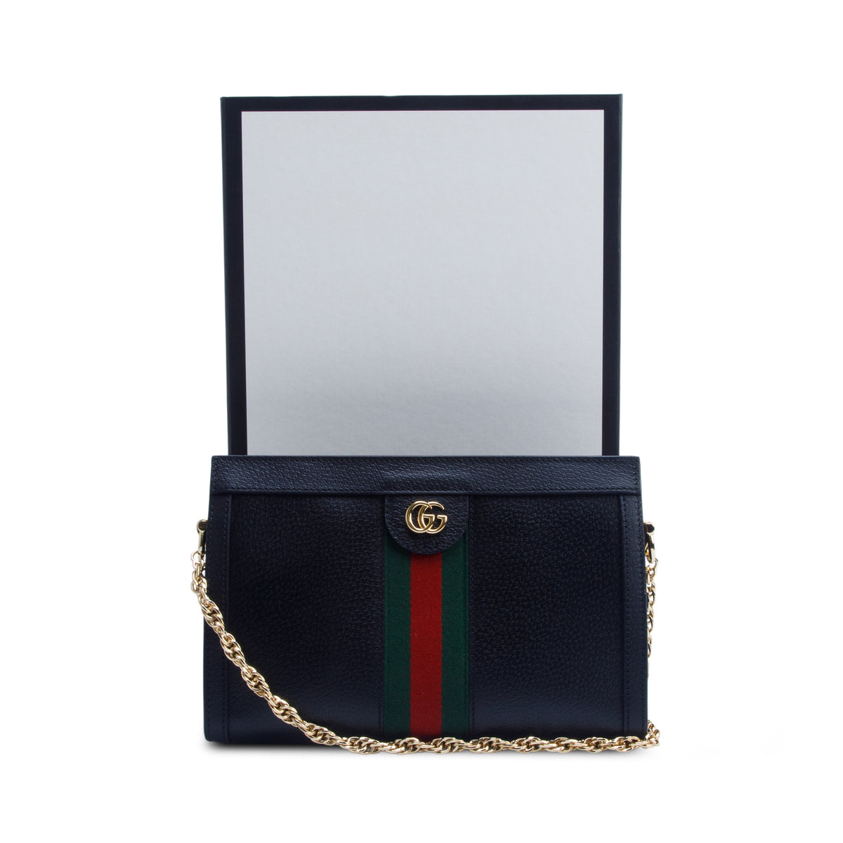Gucci Calfskin GG Web Small Ophidia Chain Shoulder Bag w/ Box