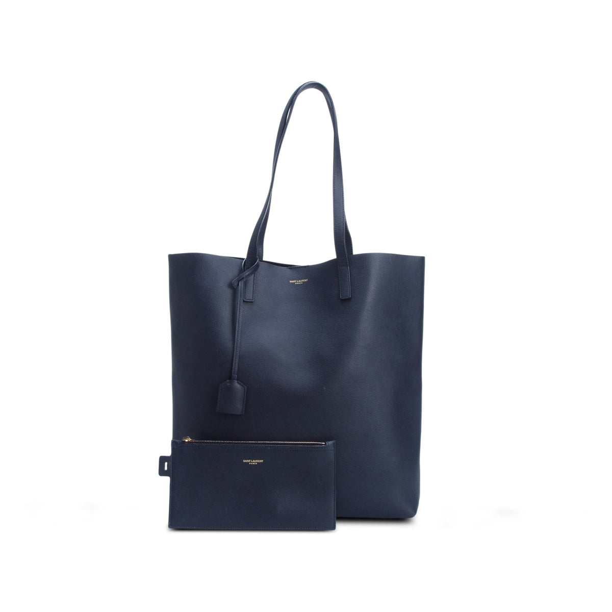 Saint Laurent Black Calfskin North-South Shopping Tote w/ Pouch