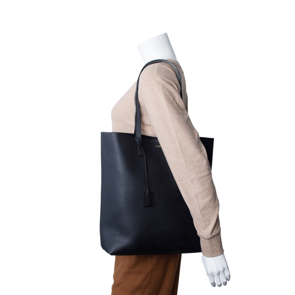 Saint Laurent Black Calfskin North-South Shopping Tote w/ Pouch