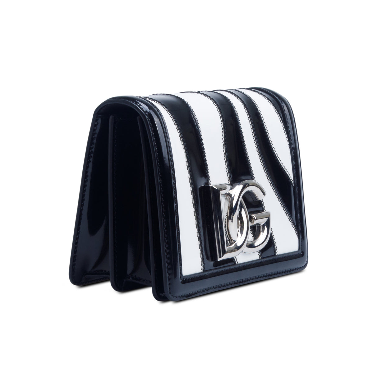 Dolce & Gabbana Black/White Polished Calfskin Zebra 3.5 Crossbody Bag w/ Box, Authenticity Card & Strap