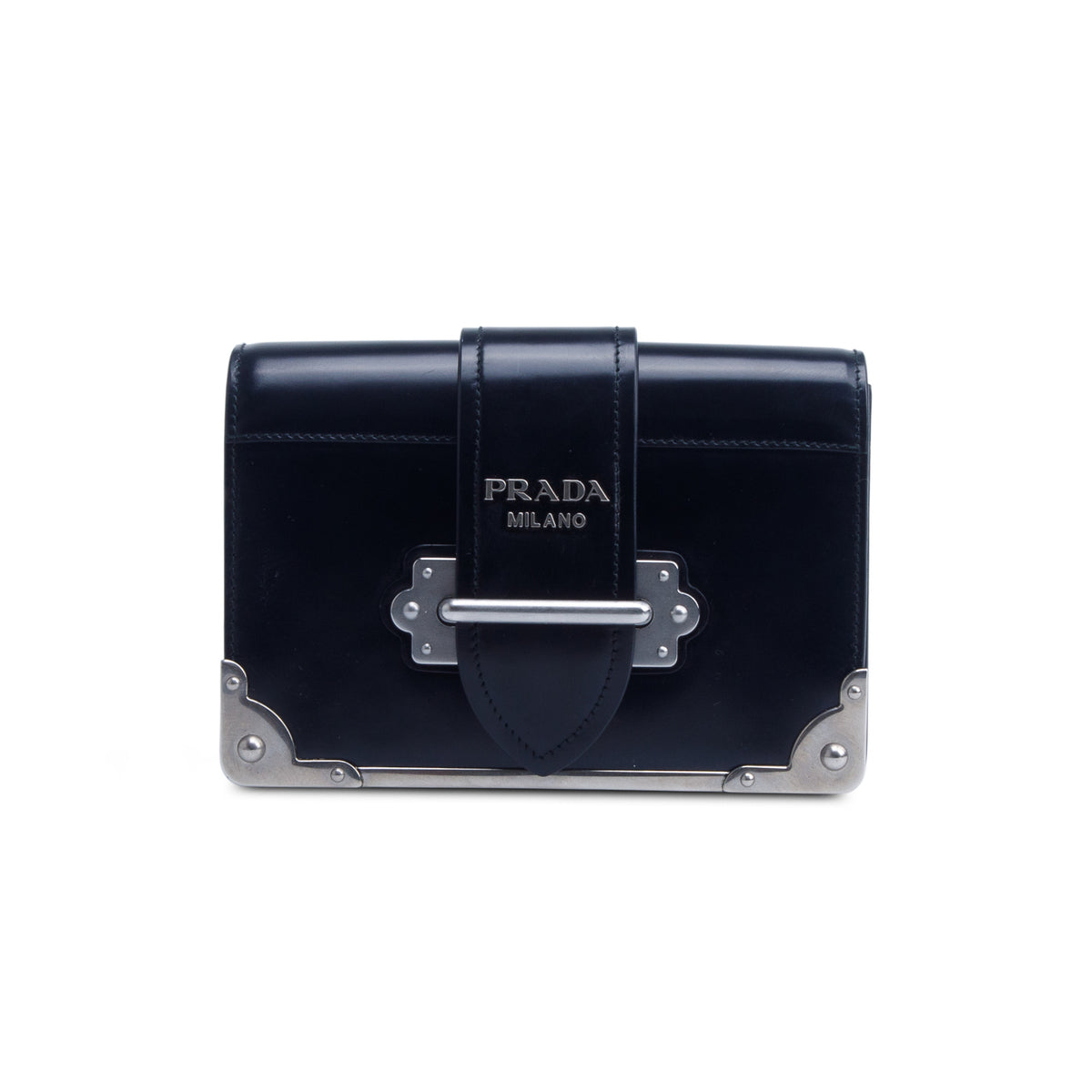 Prada Black Spazzolato Calfskin Cahier Bag w/ Straps
