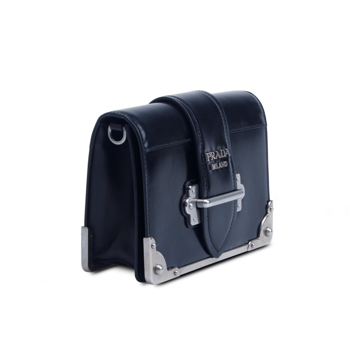 Prada Black Spazzolato Calfskin Cahier Bag w/ Straps