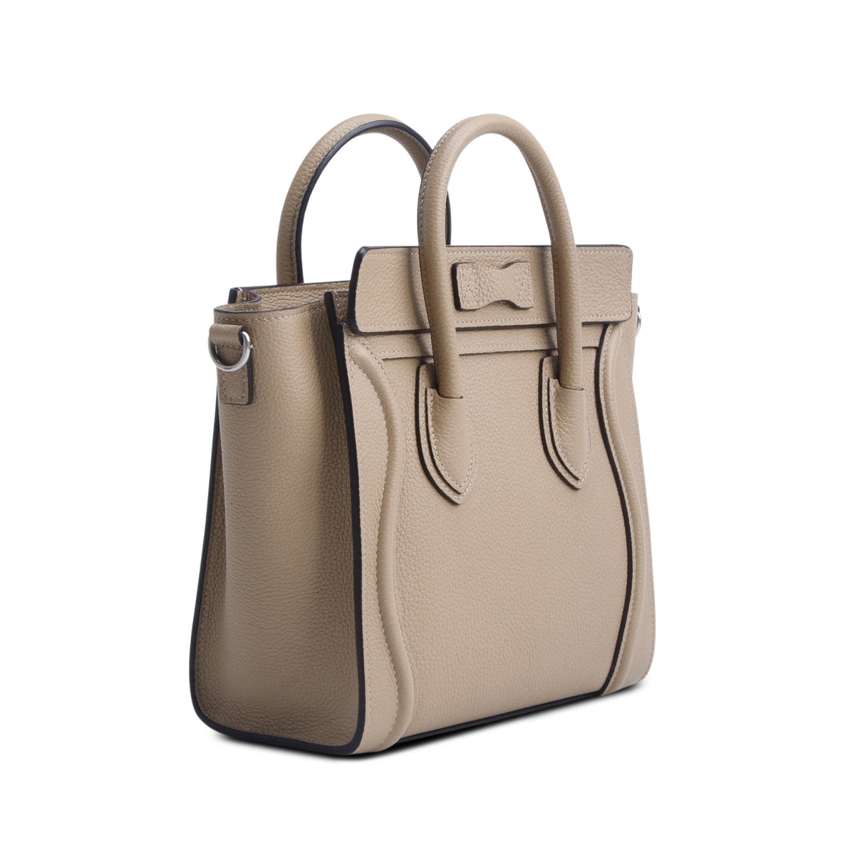 Celine Beige Drummed Calfskin Nano Luggage Tote w/ Strap