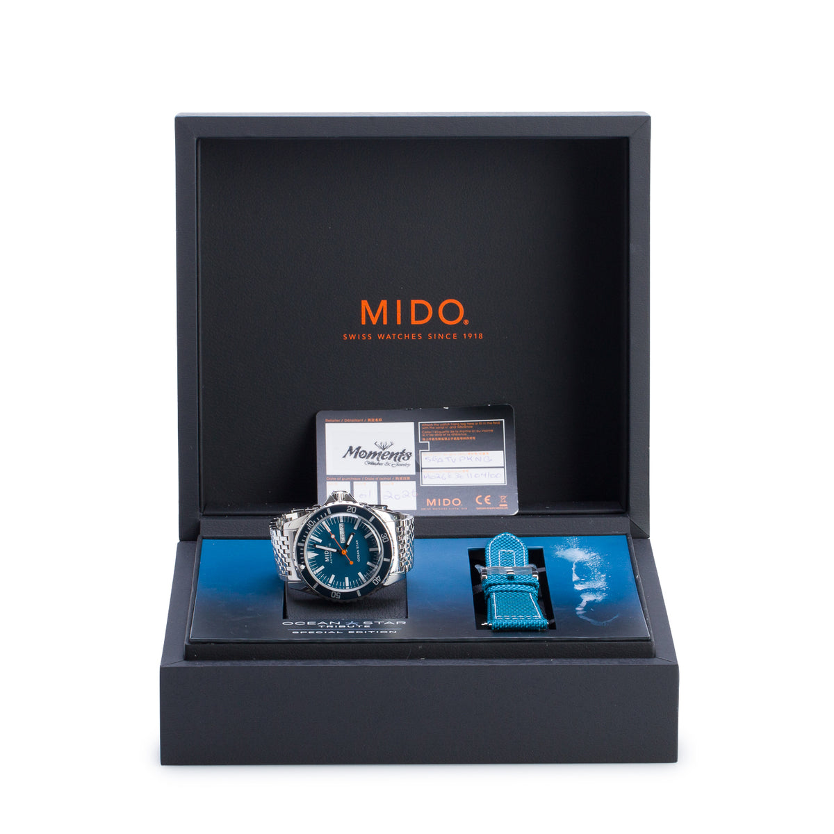 Mido Stainless Steel Ocean Star Tribute 40.5 MM Automatic Watch Blue Dial w/ Box & Papers