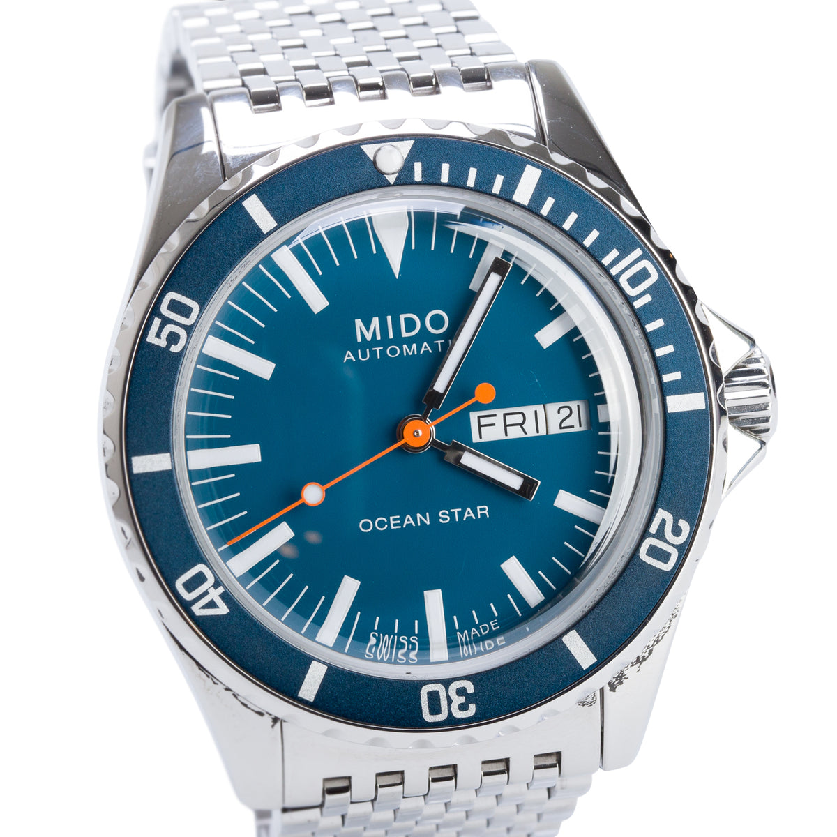 Mido Stainless Steel Ocean Star Tribute 40.5 MM Automatic Watch Blue Dial w/ Box & Papers