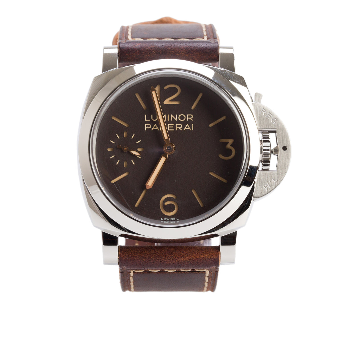 Panerai 2026 Stainless Steel Luminor 44 MM Manual Watch Brown Dial PAM01731 w/ Box & Papers