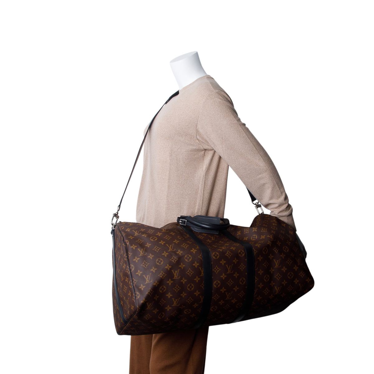 Louis Vuitton Monogram Macassar Keepall Bandouliere 55 w/ Strap