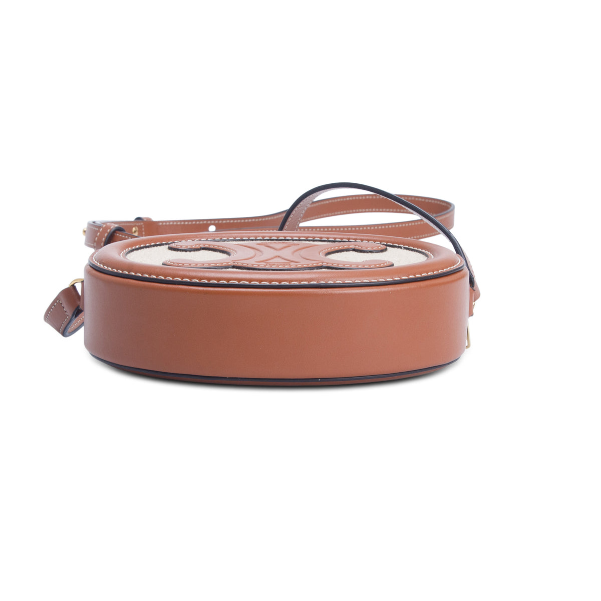 Celine 2022 Canvas Calfskin Cuir Triomphe Oval Crossbody Purse