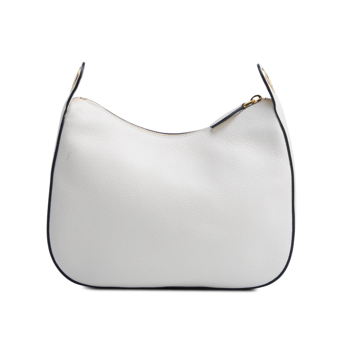 Prada White Vitello Daino Zippered Messenger Hobo
