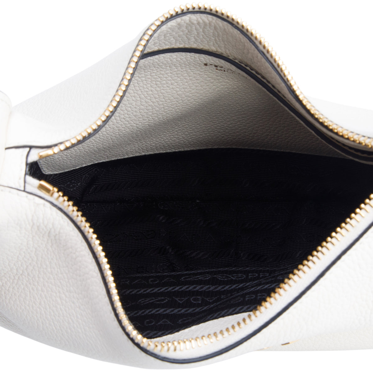 Prada White Vitello Daino Zippered Messenger Hobo