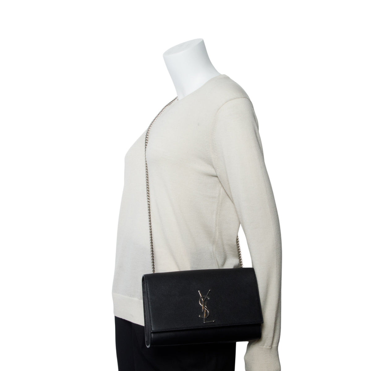 Saint Laurent 2021 Black Grain De Poudre Medium Kate Bag