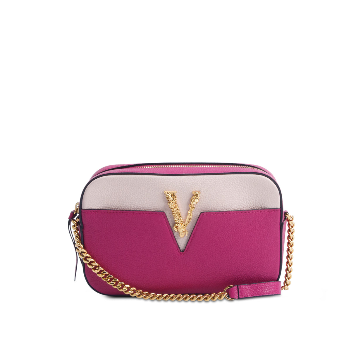 Versace Pink Grainy Calfskin Virtus Small Camera Bag