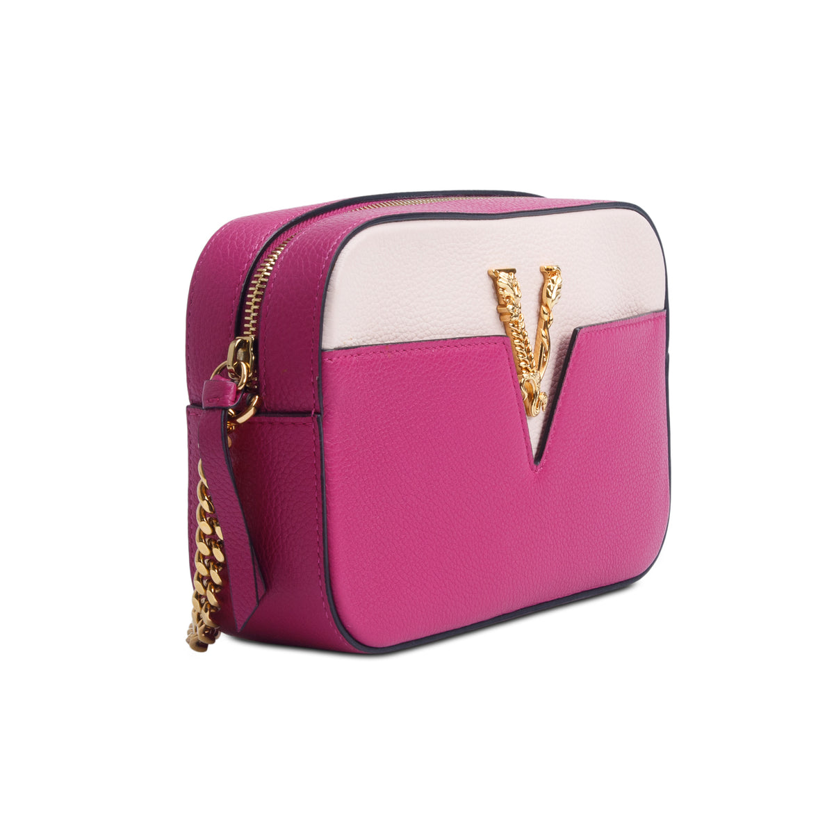 Versace Pink Grainy Calfskin Virtus Small Camera Bag