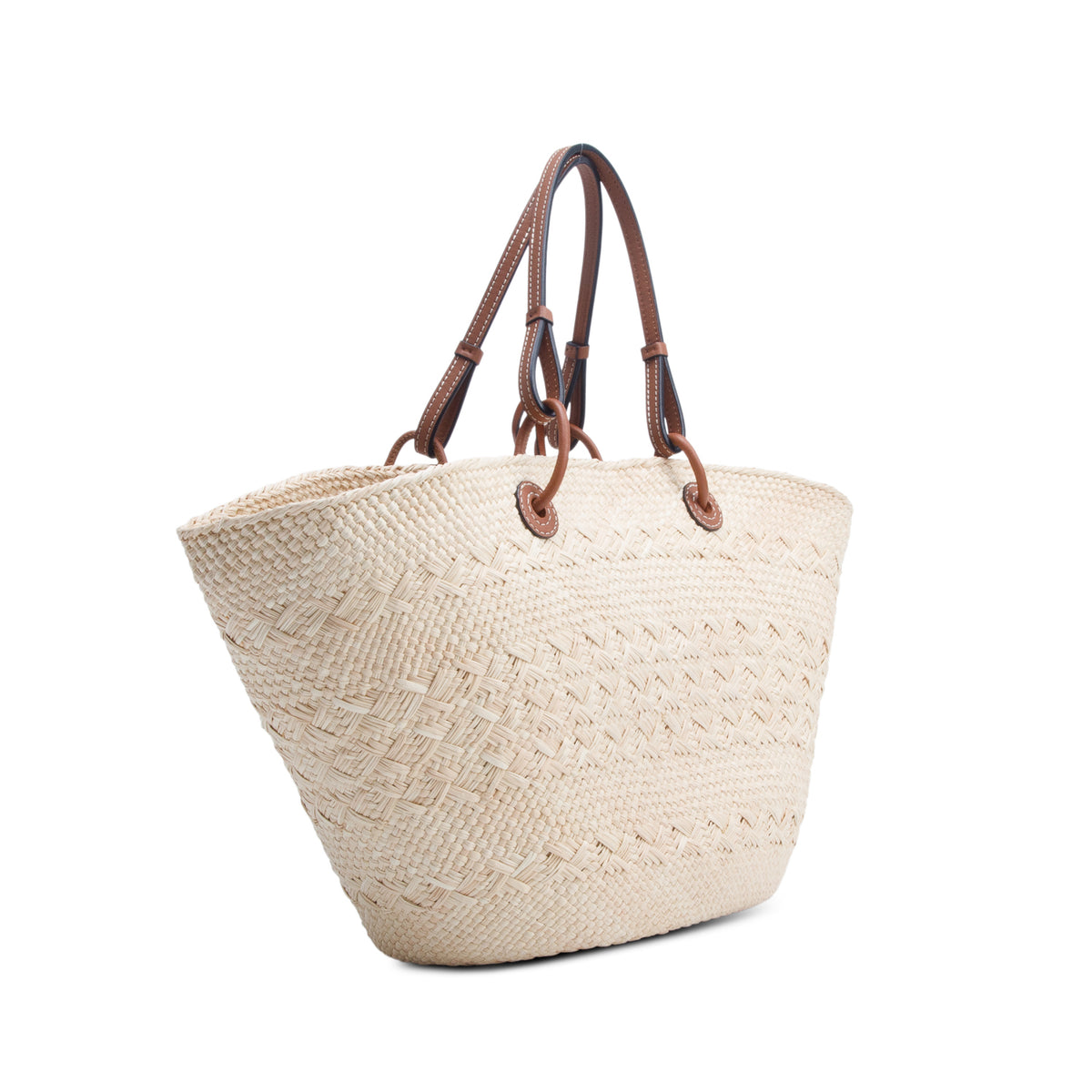 Loewe Naturel Calfskin Raffia Paulas Ibiza Medium Anagram Basket Tote Bag