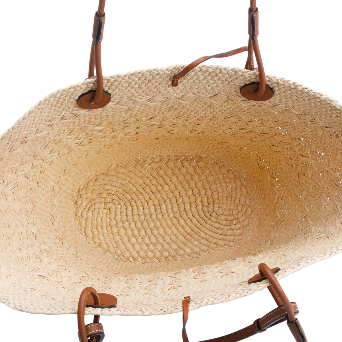 Loewe Naturel Calfskin Raffia Paulas Ibiza Medium Anagram Basket Tote Bag