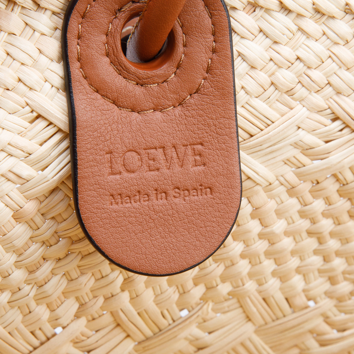Loewe Naturel Calfskin Raffia Paulas Ibiza Medium Anagram Basket Tote Bag